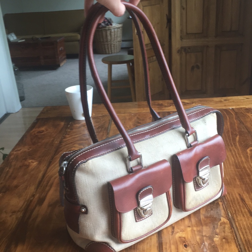 Dooney & Burke real leather & canvas shoulder bag